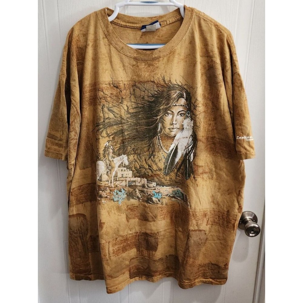 VTG Lookout Mountain Tennessee Native American‎ Woman South Western Shirt Sz 3XL